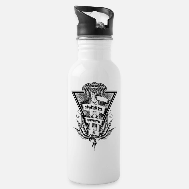 Snake - Water bottle with straw - white