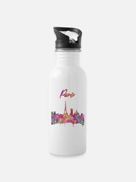 Paris the city of love! - Water bottle with straw - white