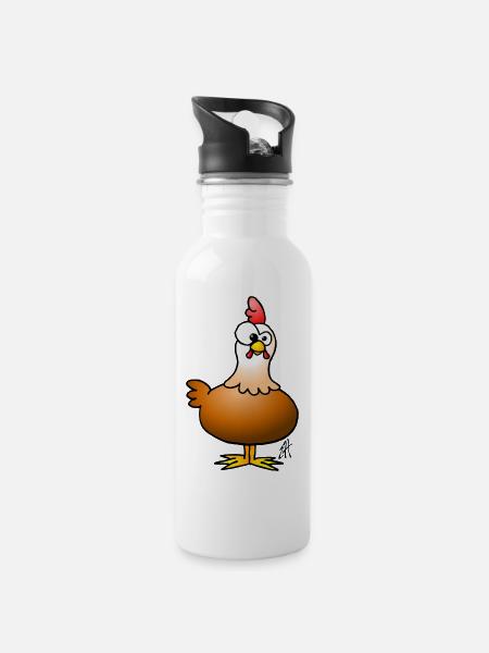 Poulet - Gourde avec paille intégrée - blanc
