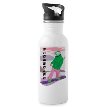 Snowboarding the cool leisure sport in winter - Water bottle with straw - white - Right