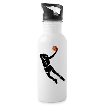 Basketball slam dunk - Trinkflasche mit integriertem Trinkhalm - Weiß - Rechts