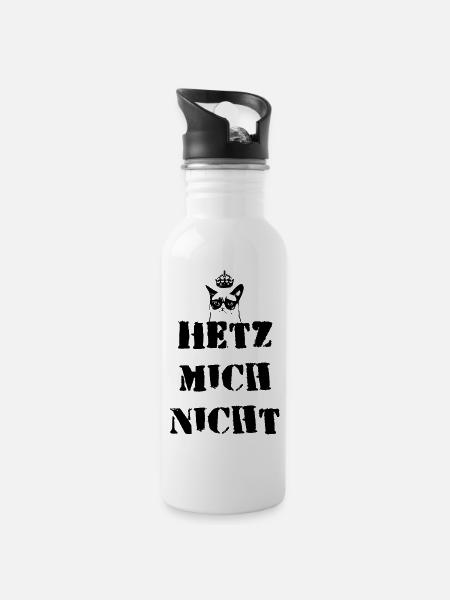 Hetz mich nit - Trinkflasche mit integriertem Trinkhalm - Weiß