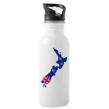 Neuseeland - Trinkflasche mit integriertem Trinkhalm - Weiß - Rechts