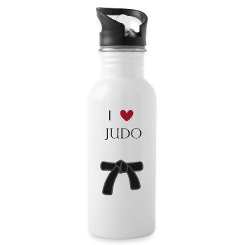 I Love Judo T-Shirt - Trinkflasche mit integriertem Trinkhalm - Weiß - Rechts