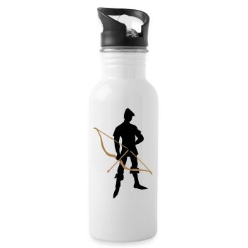 Archer mit Recurve Bogen von patjila - Trinkflasche mit integriertem Trinkhalm - Weiß - Rechts