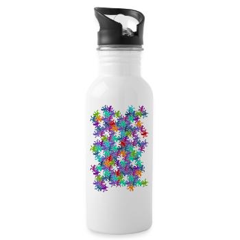 Escher Reptilien Mosaik bunt - Trinkflasche mit integriertem Trinkhalm - Weiß - Rechts
