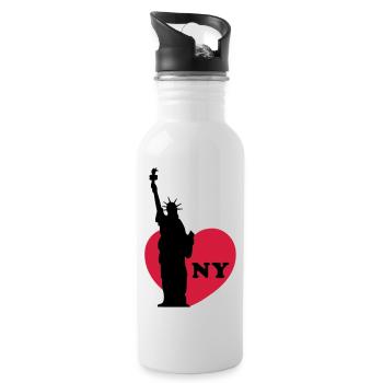 new york - Trinkflasche mit integriertem Trinkhalm - Weiß - Rechts
