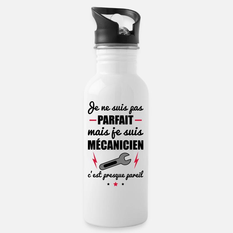 Pas parfait mécanicien, cadeau mécano mécaniciens - Gourde avec paille intégrée - blanc