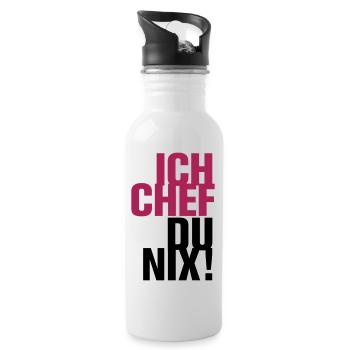 Ich Chef Du nix! Like a Boss Vorgesetzter Leitwolf - Trinkflasche mit integriertem Trinkhalm - Weiß - Rechts