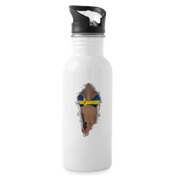 sexy flag Sweden - Water bottle with straw - white - Right