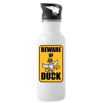 Beware Of Duck - Water bottle with straw - white - Right