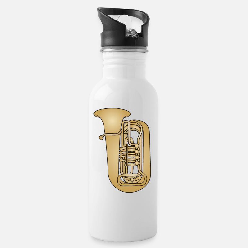 TUBA Blechblasinstrument - Trinkflasche mit integriertem Trinkhalm - Weiß