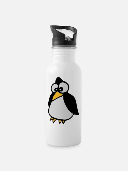 pingouin - Gourde avec paille intégrée - blanc