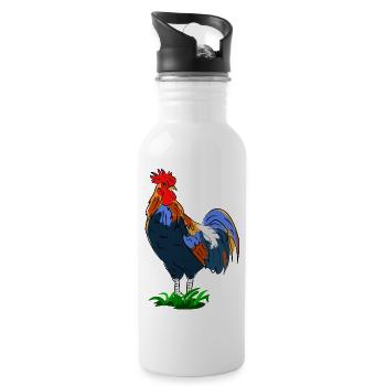 Coq coloré dans le style dessin animé - Gourde avec paille intégrée - blanc - Droite