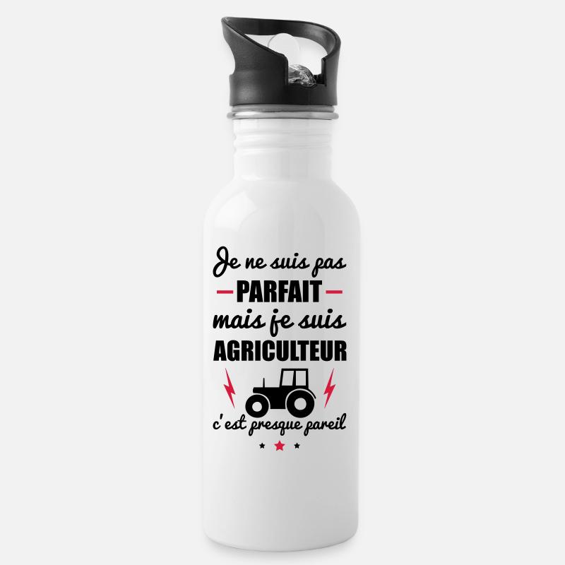 pas parfait agriculteur - Gourde avec paille intégrée - blanc