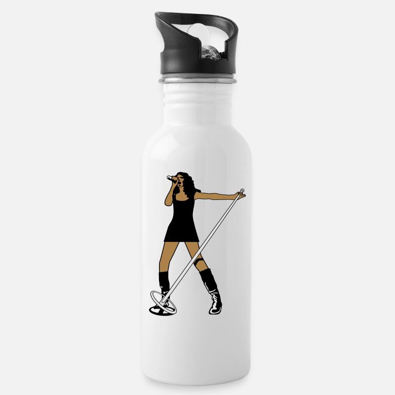 saengerin - Trinkflasche mit integriertem Trinkhalm - Weiß