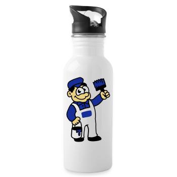 Painter with brush and paint - Water bottle with straw - white - Right