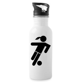 Soccer Player Girl Icon - Water bottle with straw - white - Right