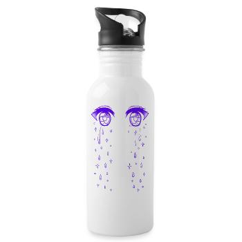 Crying Anime Eyes - Trinkflasche mit integriertem Trinkhalm - Weiß - Rechts