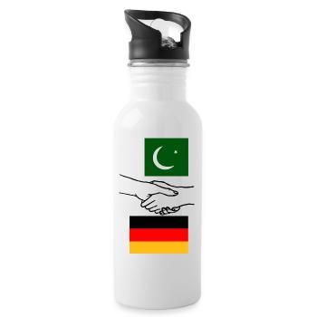 Pakistan & Deutschland - Trinkflasche mit integriertem Trinkhalm - Weiß - Rechts
