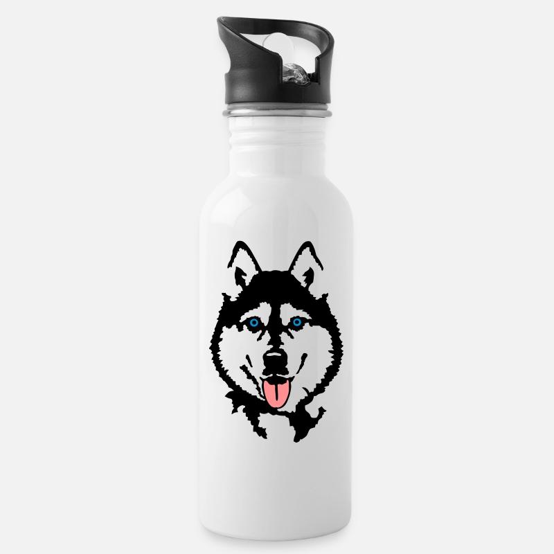 Husky - Trinkflasche mit integriertem Trinkhalm - Weiß