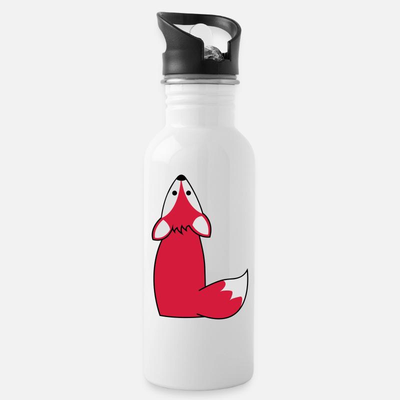 fuchs - Trinkflasche mit integriertem Trinkhalm - Weiß