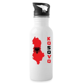 Kosovo - Trinkflasche mit integriertem Trinkhalm - Weiß - Rechts