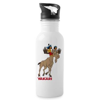 Yakari mit Elch - Trinkflasche mit integriertem Trinkhalm - Weiß - Rechts