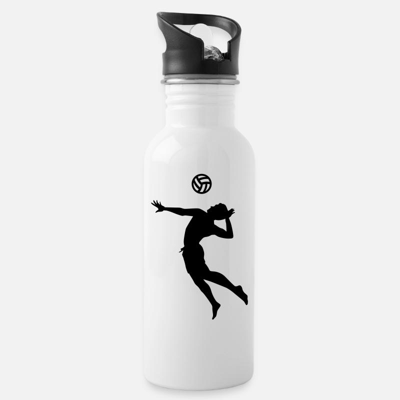 Volley-ball - Gourde avec paille intégrée - blanc