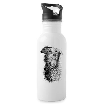 Lovely Dog 1 - Trinkflasche mit integriertem Trinkhalm - Weiß - Rechts