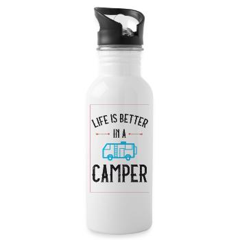 Life is better in a Camper - Water bottle with straw - white - Right