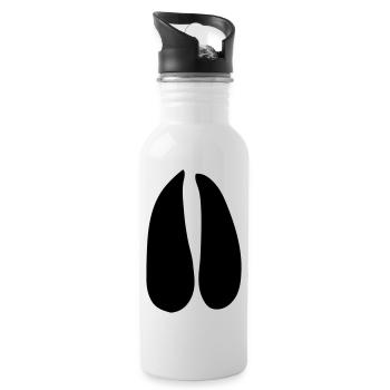 deer roe deer paw print - Water bottle with straw - white - Right