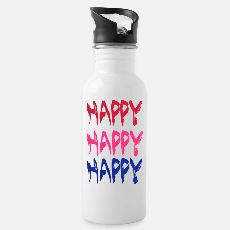 Happy - Gourde avec paille intégrée - blanc
