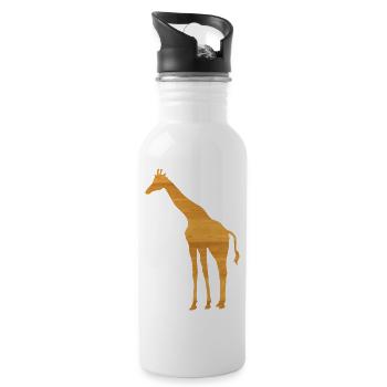 giraffe holz - Water bottle with straw - white - Right