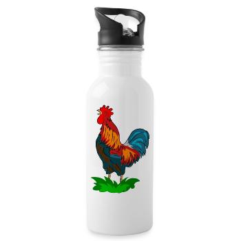 hahn vogel - Trinkflasche mit integriertem Trinkhalm - Weiß - Rechts