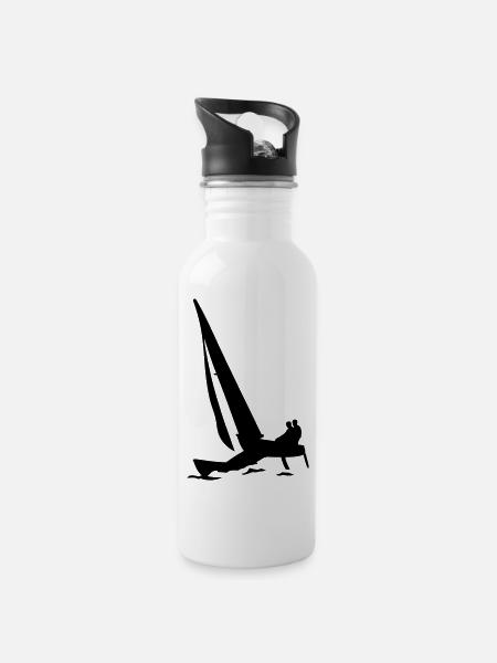 catamaran - Water bottle with straw - white