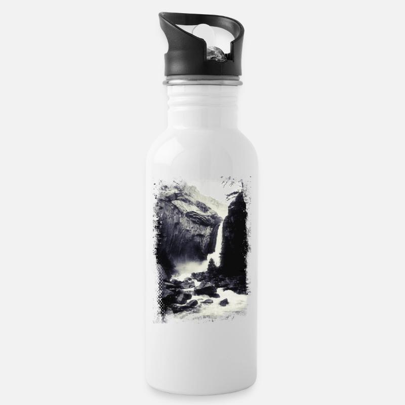 Chute d'eau à l'état sauvage - Gourde avec paille intégrée - blanc