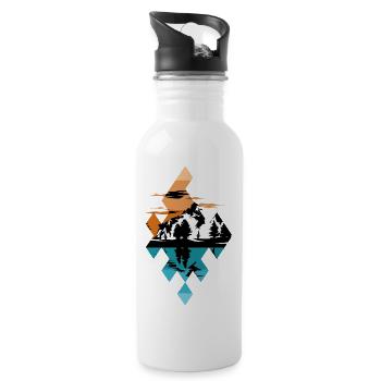 Pattern Mountains Mountain Lake Symbol Logo icon Graphic - Water bottle with straw - white - Right