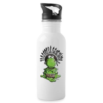 Häuptling Frosch - Indianer - Trinkflasche mit integriertem Trinkhalm - Weiß - Rechts