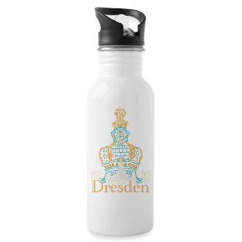 Dresden Zeichnung Zwinger, Handzeichnung - Trinkflasche mit integriertem Trinkhalm - Weiß - Rechts