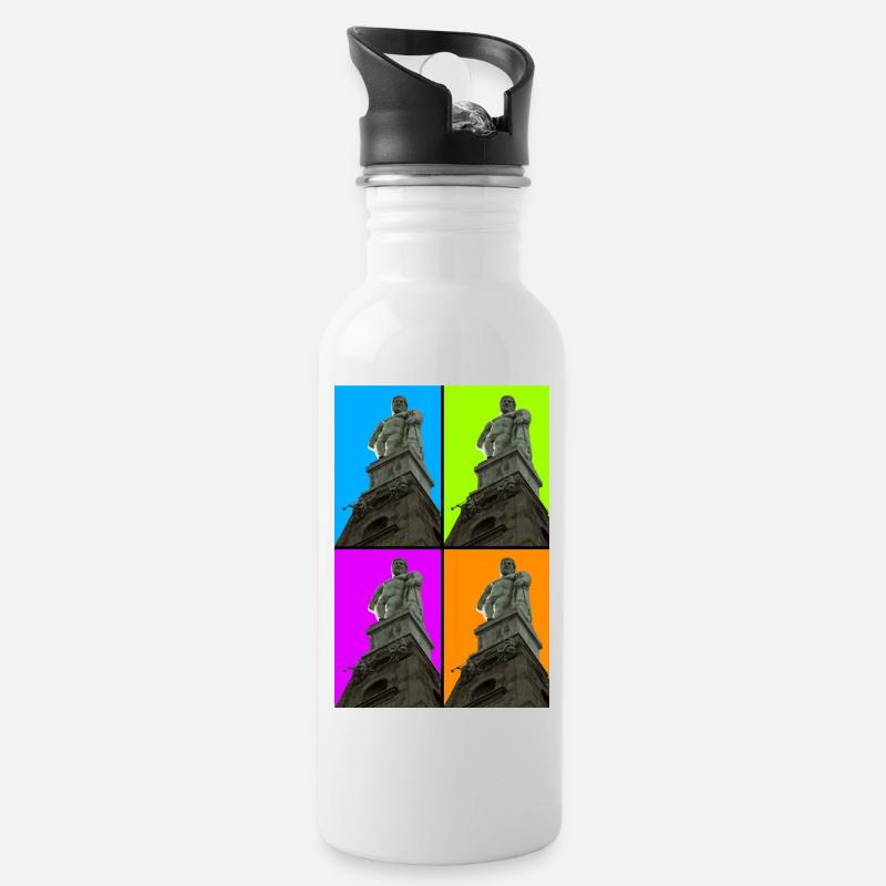 Herkules - Kassel - Trinkflasche mit integriertem Trinkhalm - Weiß