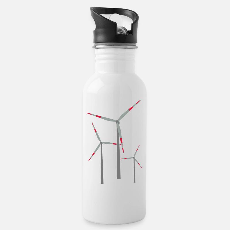 Ökostrom - Trinkflasche mit integriertem Trinkhalm - Weiß