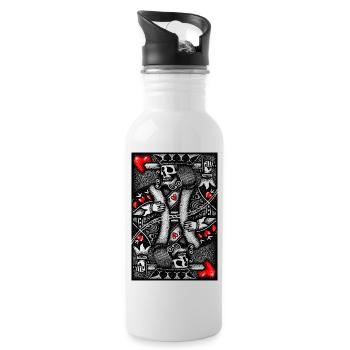 Dead King of Hearts Poker - Water bottle with straw - white - Right
