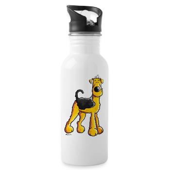 Süßer Airedale Terrier - Trinkflasche mit integriertem Trinkhalm - Weiß - Rechts