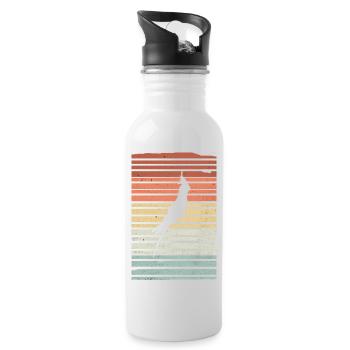 Cockatiel Perroquet Silhouette Rétro Vintage - Gourde avec paille intégrée - blanc - Droite