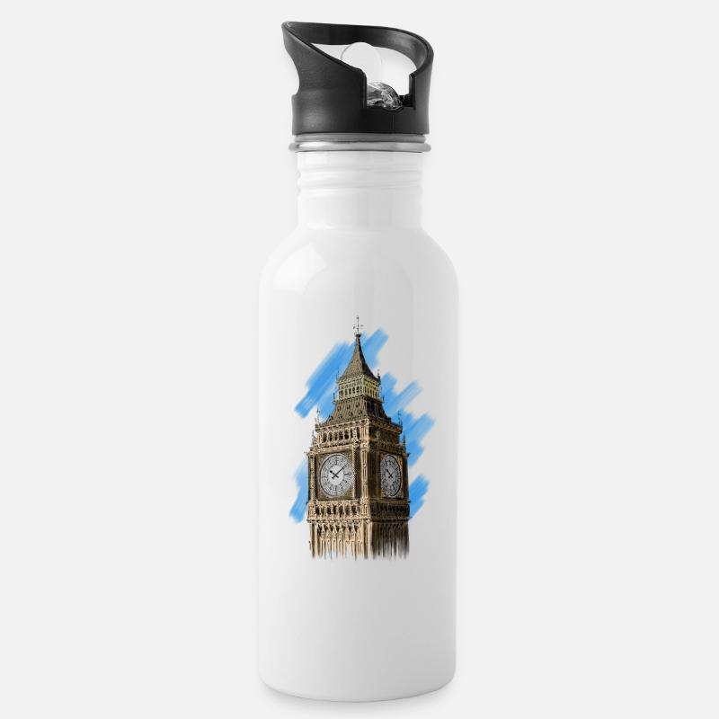 Big Ben - Water bottle with straw - white