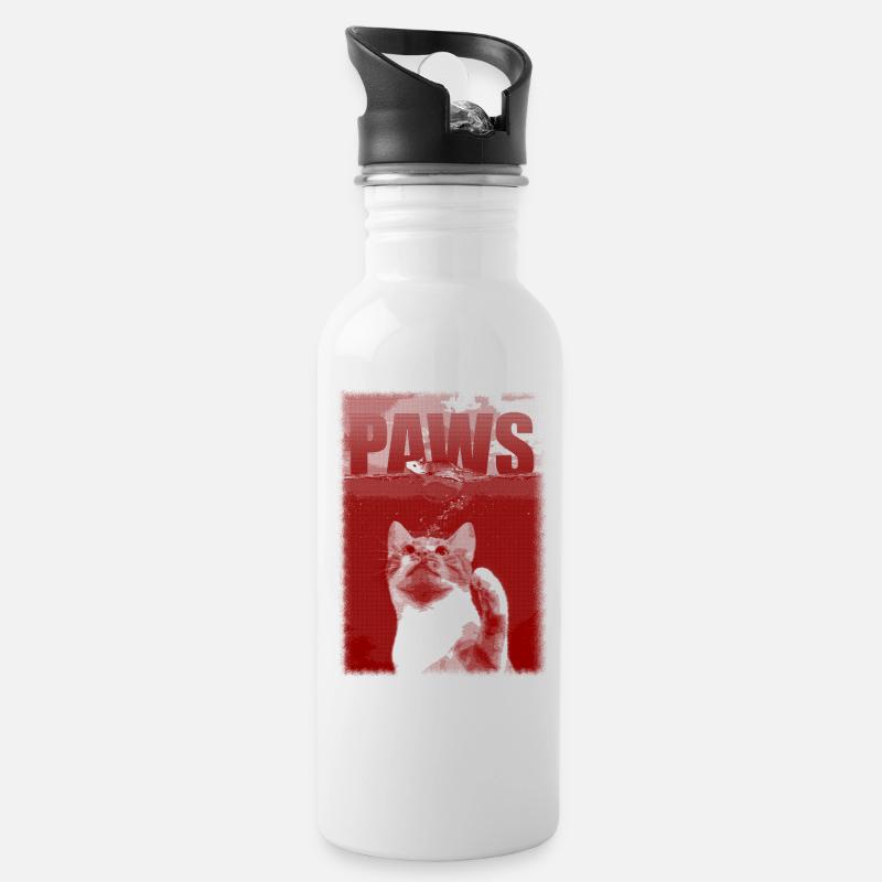 PAWS - Cat - Mouse - JAWS - Water bottle with straw - white