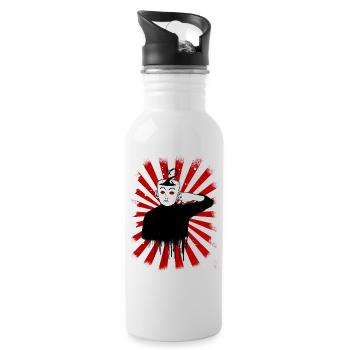 Kaffeetrinker - Kaffeemensch - Kaffeekopf - Coffee - Trinkflasche mit integriertem Trinkhalm - Weiß - Rechts
