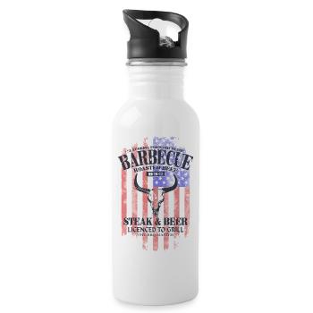 Barbecue - BBQ - USA Buffalo - Gourde avec paille intégrée - blanc - Droite