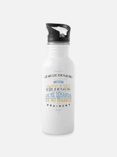 Citations made in Belgique - Gourde avec paille intégrée - blanc